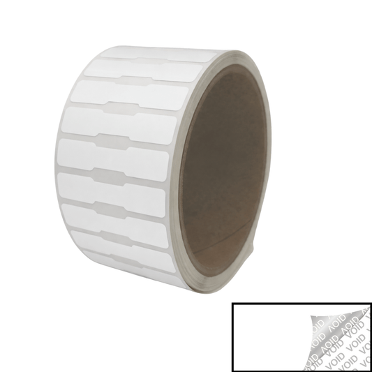2,000 White Tamper-Evident Security Labels TamperColor® Seal Stickers, Dogbone Shape Size 1.75" x 0.375 (44mm x 9mm).