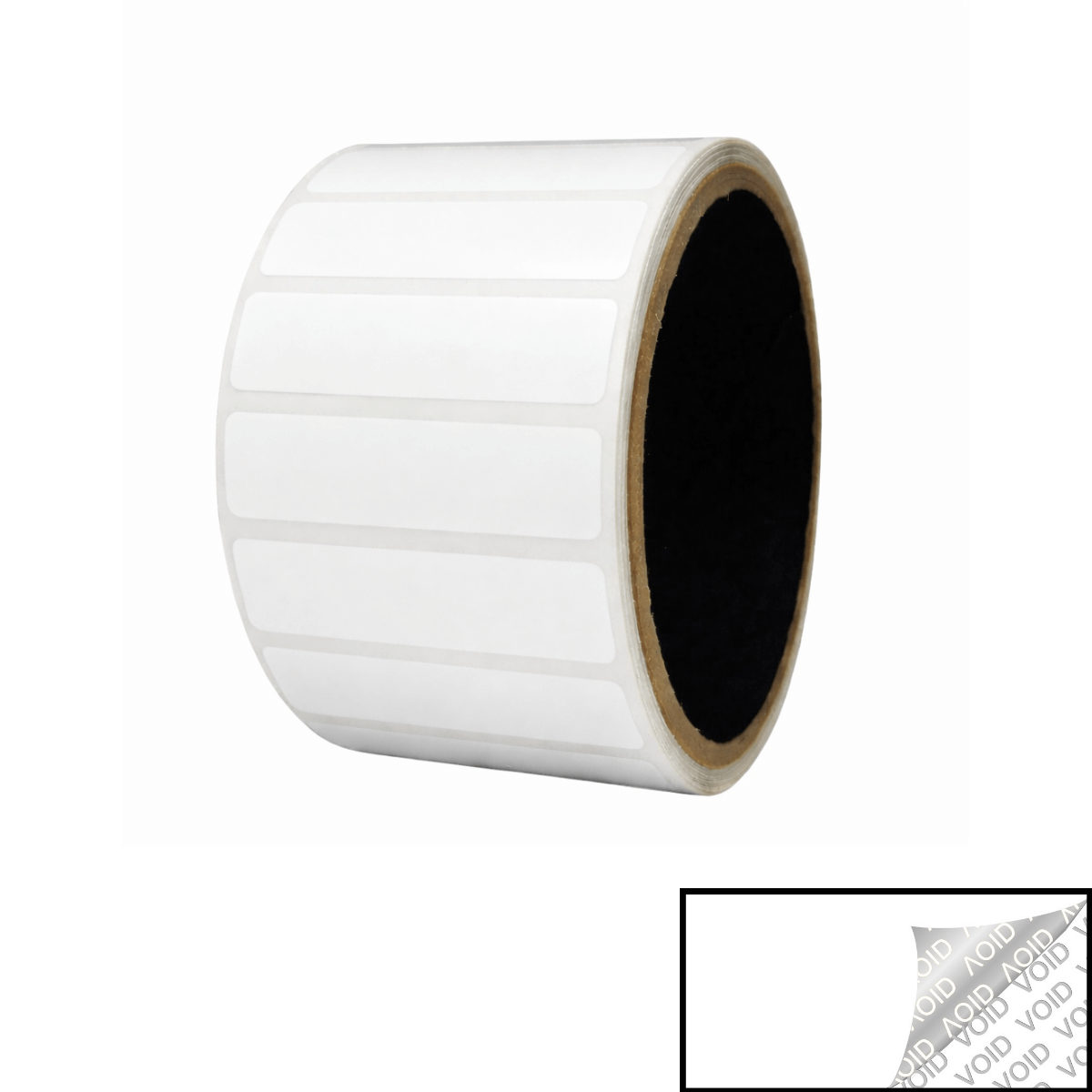 500 White TamperColor® Tamper Evident Security Label Seal Sticker, Rectangle 2" x 0.5" (51mm x 13mm).