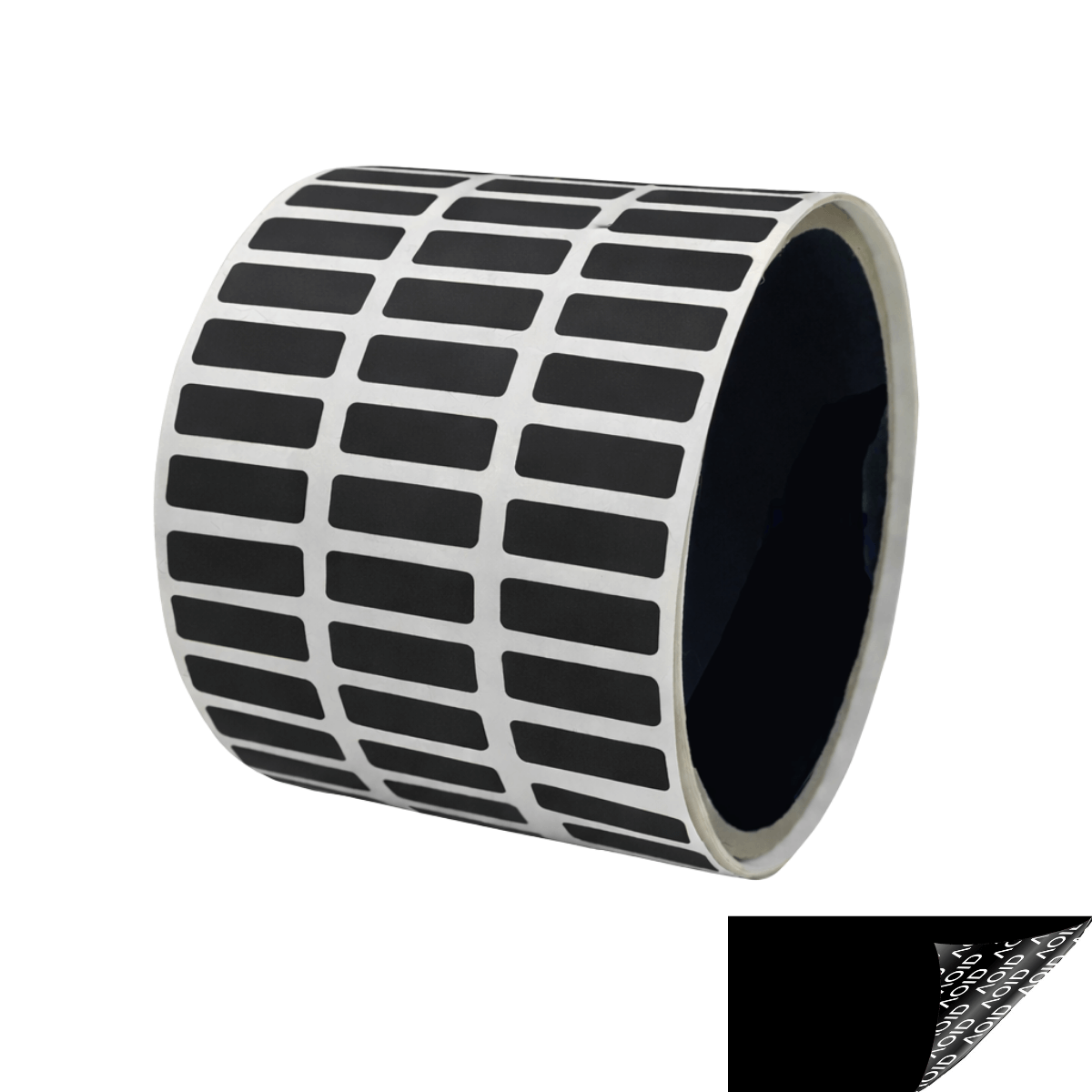 250 Black TamperGuard® Tamper Evident Security Label Seal Sticker Non Residue, Rectangle 0.75" x 0.25" (19mm x 6mm).
