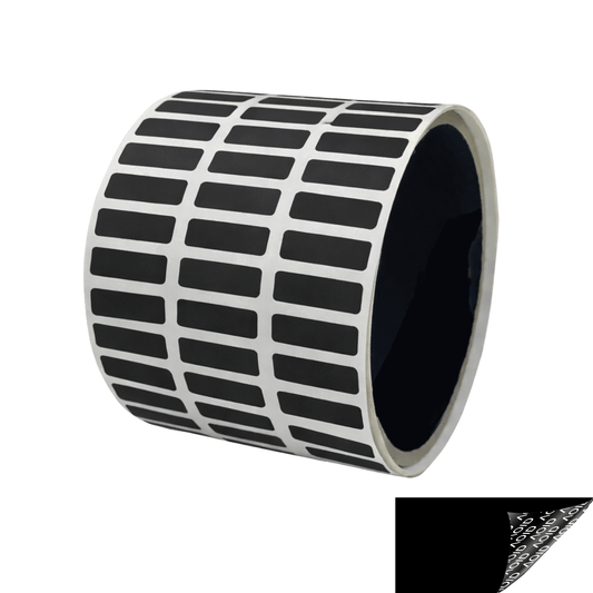 250 Black TamperGuard® Tamper Evident Security Label Seal Sticker Non Residue, Rectangle 0.75" x 0.25" (19mm x 6mm).
