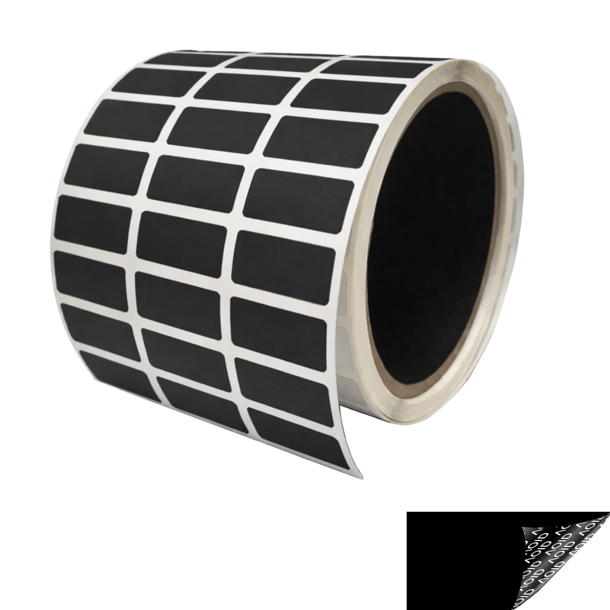 250 Black TamperGuard® Tamper Evident Security Label Seal Sticker Non Residue, Rectangle 1"x 0.5" (25mm x 13mm).