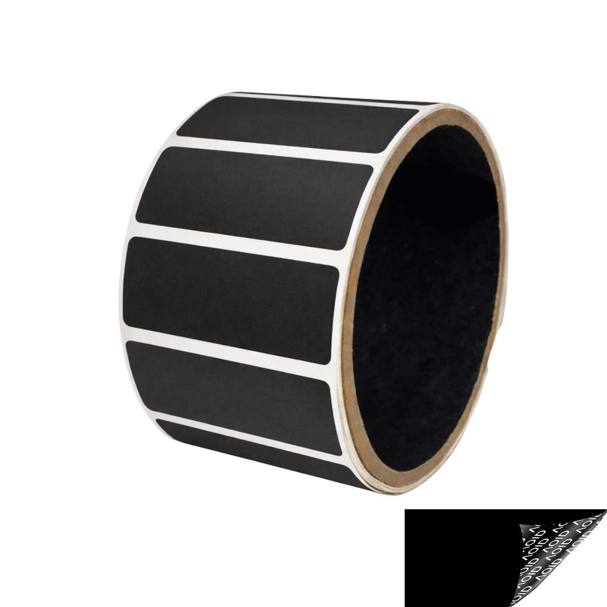 250 Black TamperGuard® Tamper Evident Security Label Seal Sticker Non Residue, Rectangle 2" x 0.75" (51mm x 19mm).