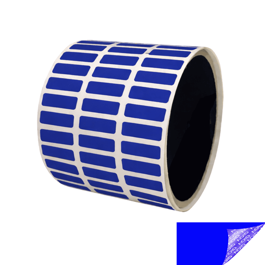 250 Blue TamperGuard® Tamper Evident Security Label Seal Sticker Non Residue, Rectangle 0.75" x 0.25" (19mm x 6mm).