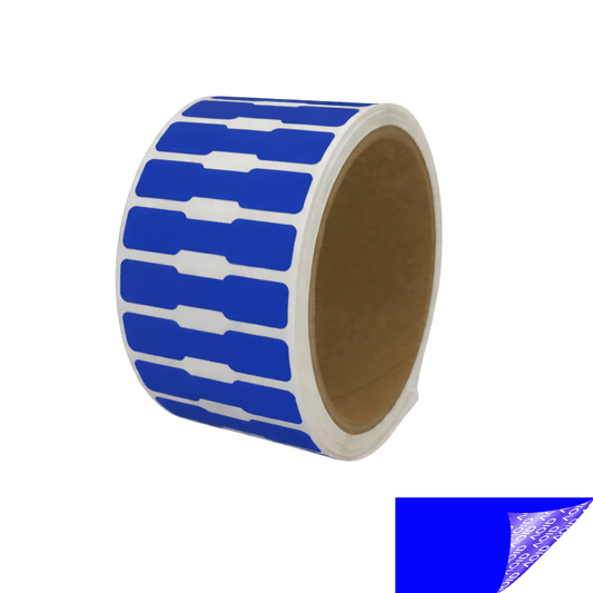 250 Blue No Residue Tamper-Evident Security Labels TamperGuard® Seal Sticker, Dogbone 1.75" x 0.375" (44mm x 9mm).