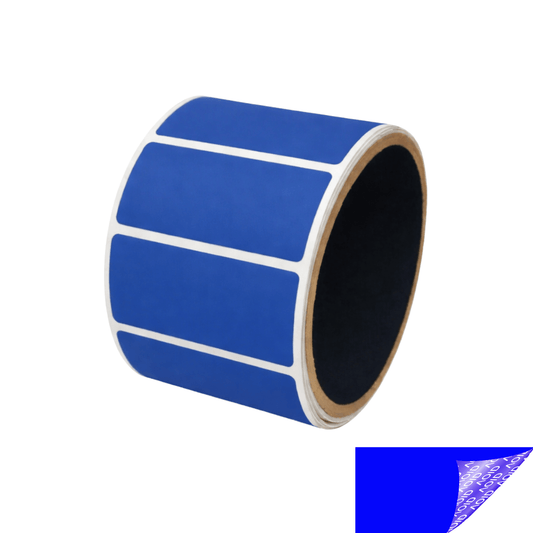 250 Blue No Residue Tamper-Evident Security Labels TamperGuard® Seal Sticker, Rectangle 2" x 1" (51mm x 25mm).