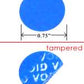 250 Blue No Residue Tamper-Evident Security Labels TamperGuard® Seal Sticker, Round/ Circle 0.75" diameter (19mm).