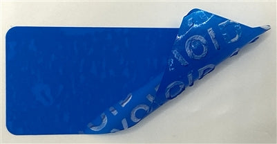 250 Blue No Residue Tamper-Evident Security Labels TamperGuard® Seal Sticker, Rectangle 1.5" x 0.6" (38mm x 15mm).