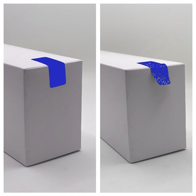 250 Blue No Residue Tamper-Evident Security Labels TamperGuard® Seal Sticker, Rectangle 1.5" x 0.6" (38mm x 15mm).