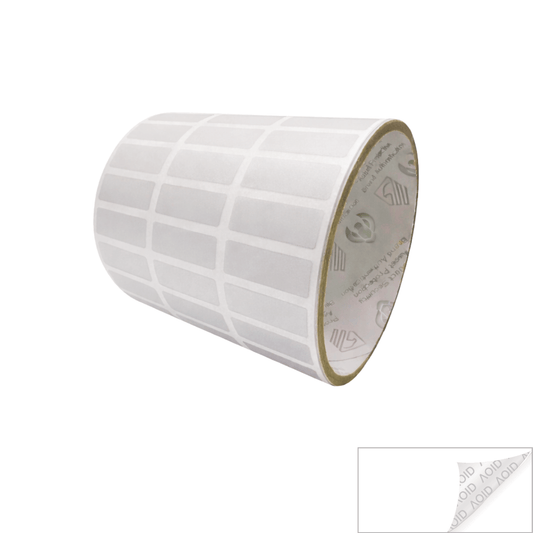 250 Clear TamperGuard® Tamper Evident Security Label Seal Sticker Non Residue, Rectangle 1"x 0.375" (25mm x 9mm).