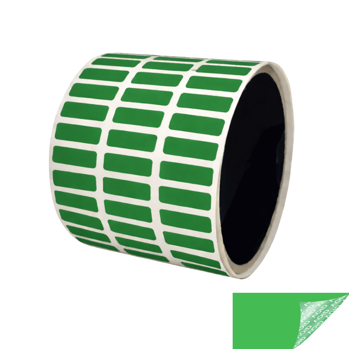5,000 Green TamperGuard® Tamper Evident Security Label Seal Sticker Non Residue, Rectangle 0.75" x 0.25" (19mm x 6mm).
