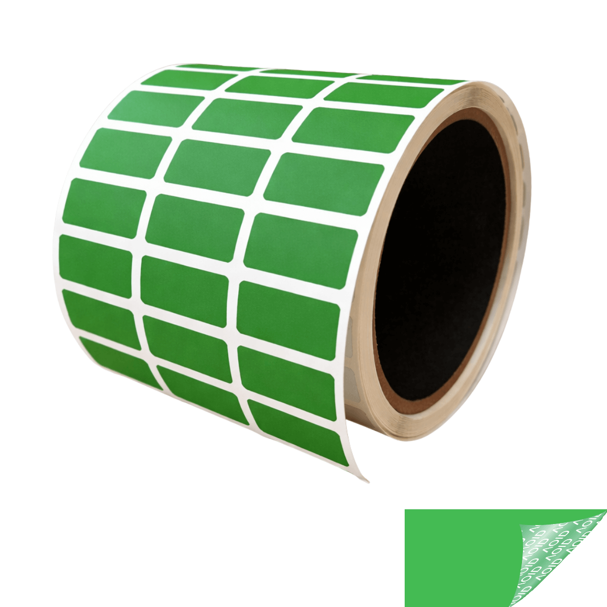2,000 Green TamperGuard® Tamper Evident Security Label Seal Sticker Non Residue, Rectangle 1"x 0.5" (25mm x 13mm).