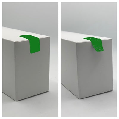 10,000 Green Tamper-Evident Security Labels TamperGuard® Seal Sticker, Rectangle 1.5" x 0.6" (38mm x 15mm).