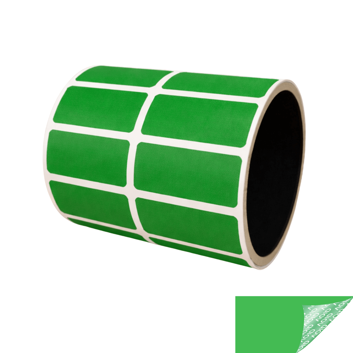 10,000 Green Tamper-Evident Security Labels TamperGuard® Seal Sticker, Rectangle 1.5" x 0.6" (38mm x 15mm).