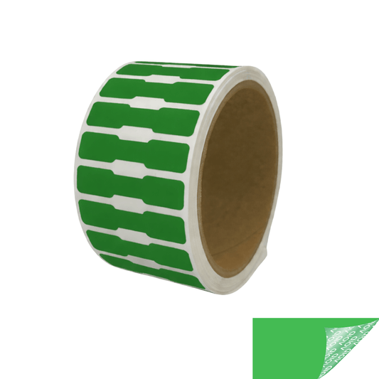 250 Green No Residue Tamper-Evident Security Labels TamperGuard® Seal Sticker, Dogbone 1.75" x 0.375" (44mm x 9mm).