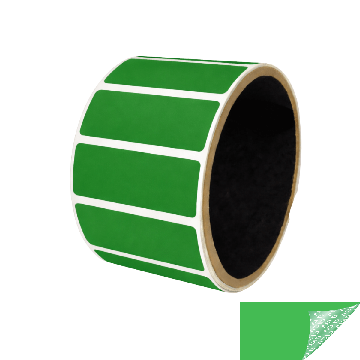 10,000 Green TamperGuard® Tamper Evident Security Label Seal Sticker Non Residue, Rectangle 2" x 0.75" (51mm x 19mm).