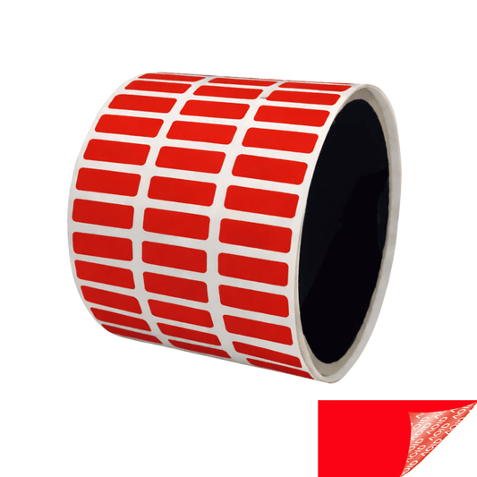 250 Red TamperGuard® Tamper Evident Security Label Seal Sticker Non Residue, Rectangle 0.75" x 0.25" (19mm x 6mm).