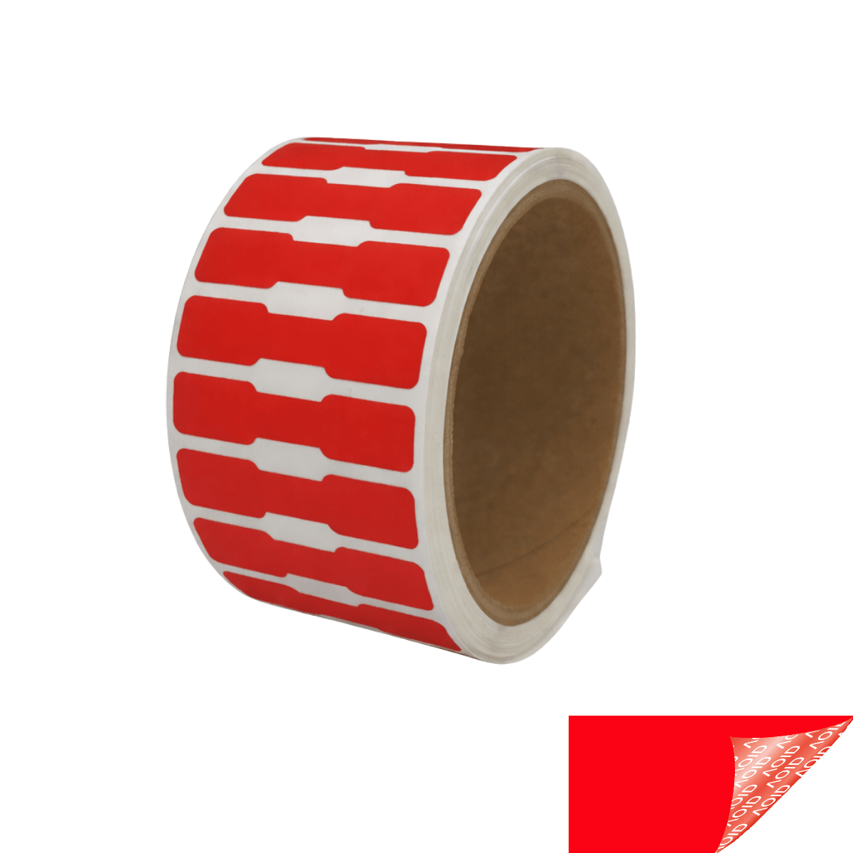 500 Red No Residue Tamper-Evident Security Labels TamperGuard® Seal Sticker, Dogbone 1.75" x 0.375" (44mm x 9mm).