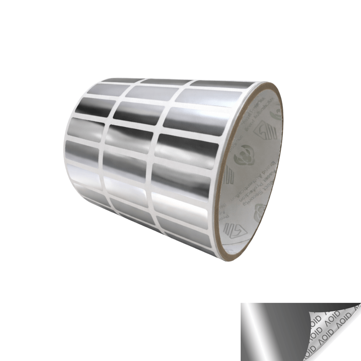250 Silver Bright TamperGuard® Tamper Evident Security Label Seal Sticker Non Residue, Rectangle 1"x 0.375" (25mm x 9mm).