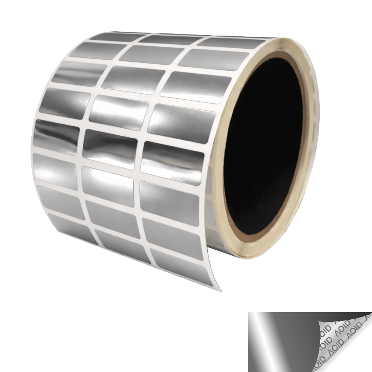 2,000 Silver Bright TamperGuard® Tamper Evident Security Label Seal Sticker Non Residue, Rectangle 1"x 0.5" (25mm x 13mm).
