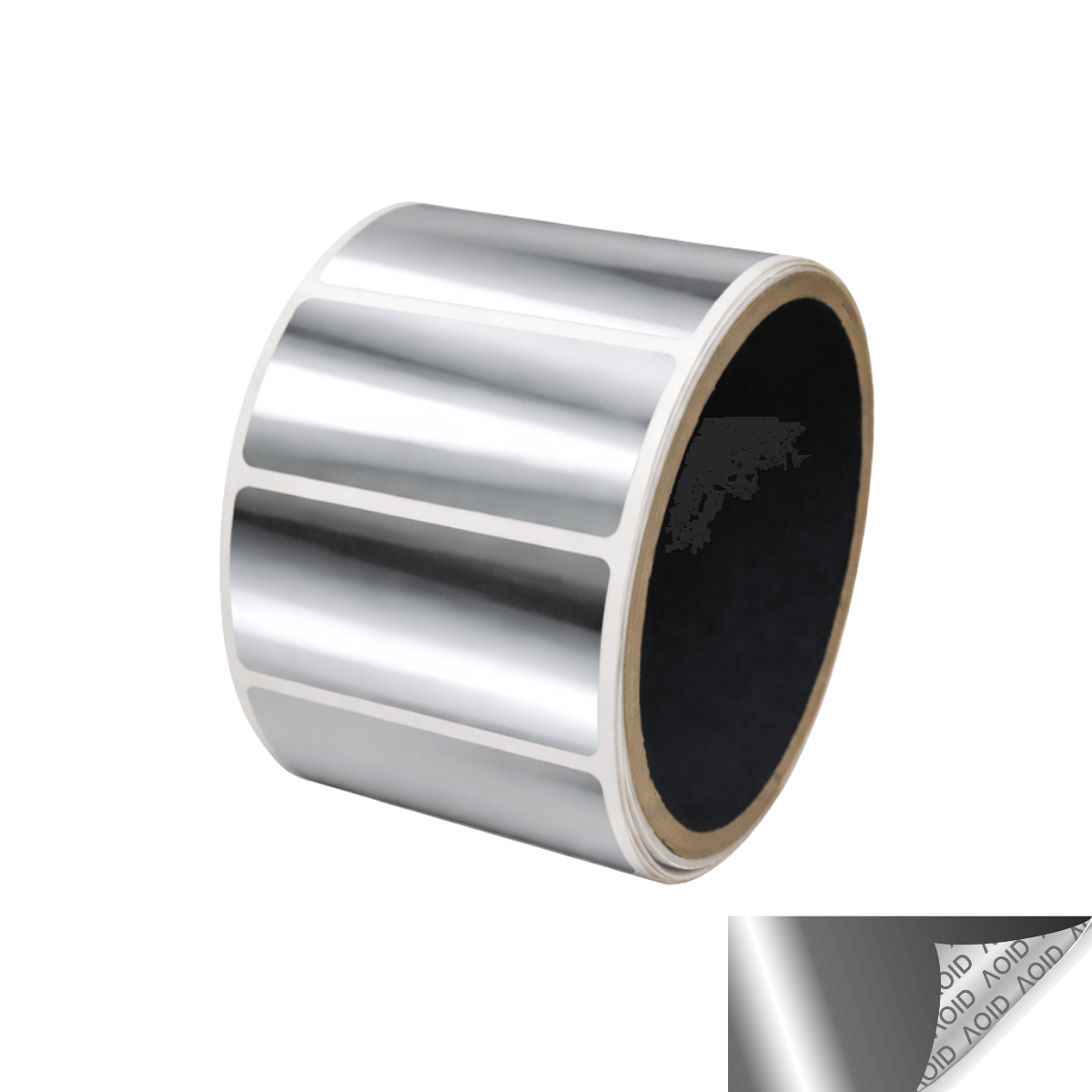 10,000 Silver Bright/ Chrome No Residue Tamper-Evident Security Labels TamperGuard® Seal Sticker, Rectangle 2" x 1" (51mm x 25mm).