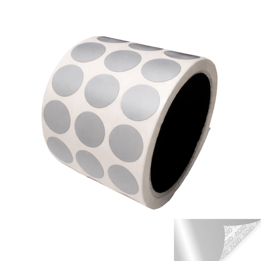 2,000 Silver Matte Tamper-Evident Security Labels TamperGuard® Seal Sticker, Round/ Circle 0.75" diameter (19mm).