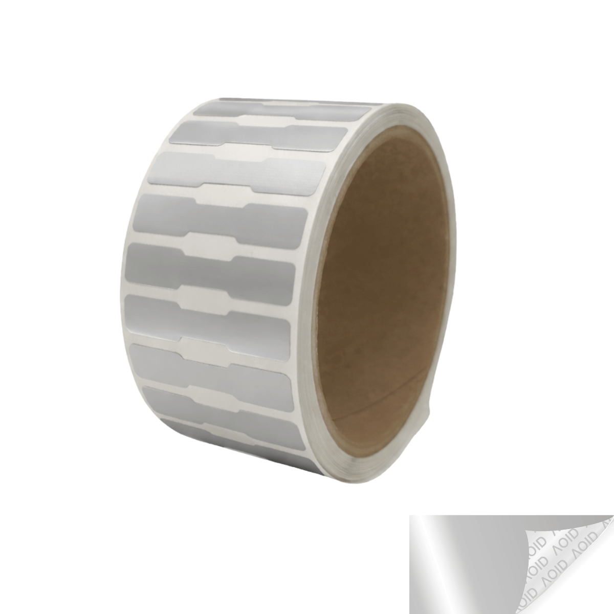 5,000 Silver Matte No Residue Tamper-Evident Security Labels TamperGuard® Seal Sticker, Dogbone 1.75" x 0.375" (44mm x 9mm).
