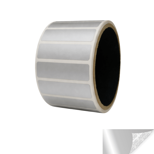 250 Silver Matte No Residue Tamper-Evident Security Labels TamperGuard® Seal Sticker, Rectangle 2" x 0.5" (51mm x 13mm).
