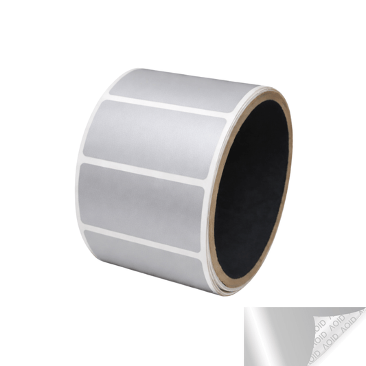 250 Silver Matte No Residue Tamper-Evident Security Labels TamperGuard® Seal Sticker, Rectangle 2" x 1" (51mm x 25mm).