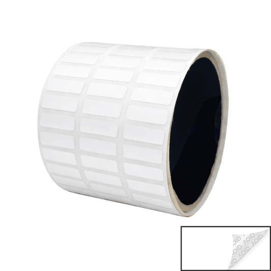 500 White TamperGuard® Tamper Evident Security Label Seal Sticker Non Residue, Rectangle 0.75" x 0.25" (19mm x 6mm).