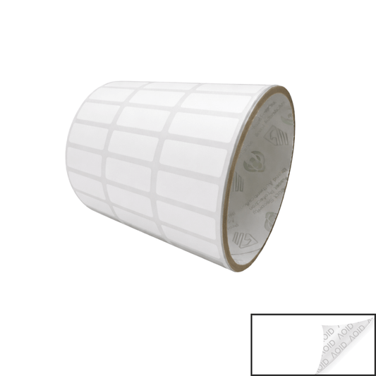 500 White TamperGuard® Tamper Evident Security Label Seal Sticker Non Residue, Rectangle 1"x 0.375" (25mm x 9mm).