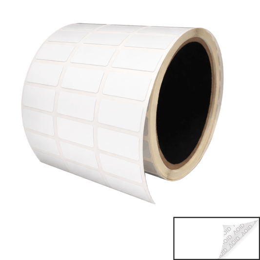 500 White TamperGuard® Tamper Evident Security Label Seal Sticker Non Residue, Rectangle 1"x 0.5" (25mm x 13mm).