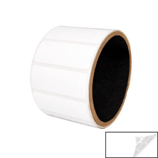 500 White TamperGuard® Tamper Evident Security Label Seal Sticker Non Residue, Rectangle 2" x 0.75" (51mm x 19mm).