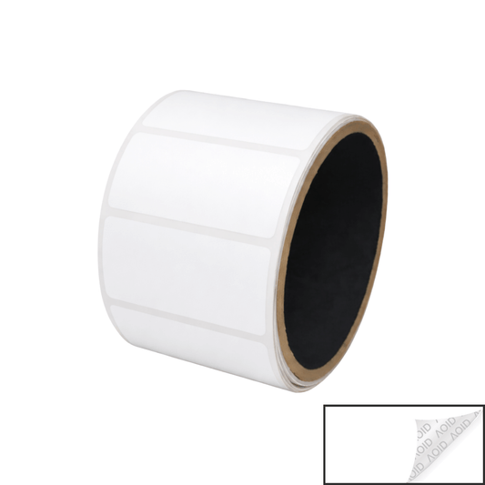 500 White No Residue Tamper-Evident Security Labels TamperGuard® Seal Sticker, Rectangle 2" x 1" (51mm x 25mm).