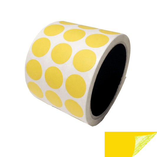 500 Yellow No Residue Tamper-Evident Security Labels TamperGuard® Seal Sticker, Round/ Circle 0.75" diameter (19mm).