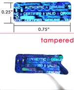 250 Blue Tamper Evident Holographic Security Label Seal Sticker, Rectangle 0.75" x 0.25" (19mm x 6mm).