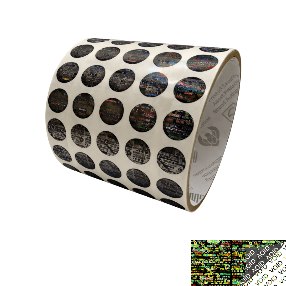 250 Black Tamper Evident Holographic Security Round Label Seal Sticker, Round/ Circle 0.5" diameter (13mm).
