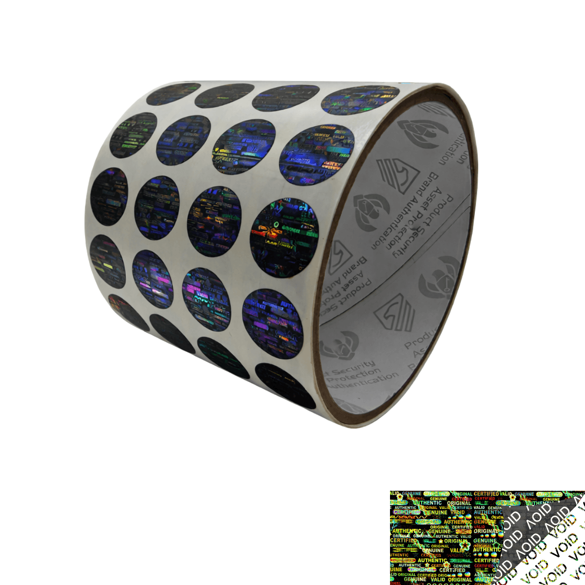 250 Black Tamper Evident Holographic Security Round Label Seal Sticker, Round/ Circle 0.625" diameter (16mm).
