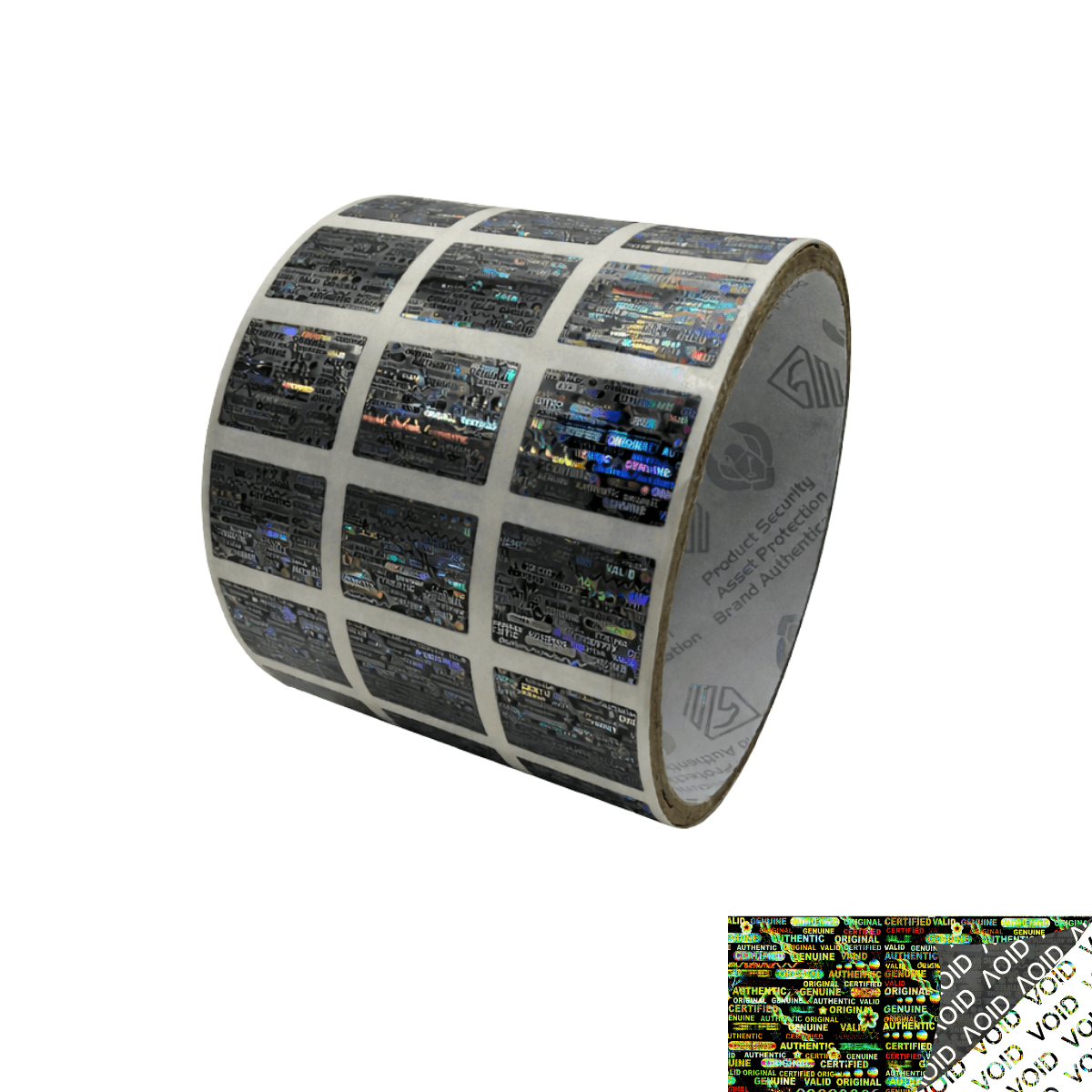 10,000 Black Tamper Evident Holographic Security Label Seal Sticker, Rectangle .75" x 0.6" (19mm x 15mm).