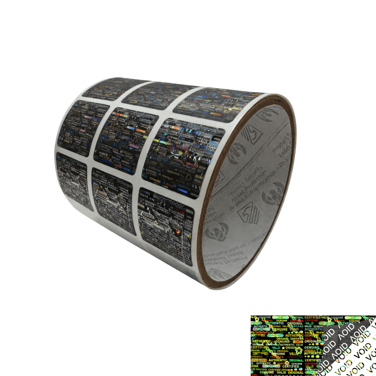 250 Black Tamper Evident Holographic Security Label Seal Sticker, Square 1" x 1" (25mm x 25mm)