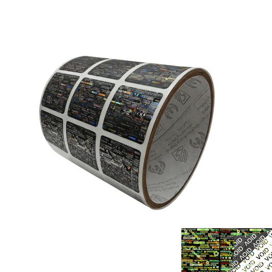 1,000 Black Tamper Evident Holographic Security Label Seal Sticker, Square 1" x 1" (25mm x 25mm)