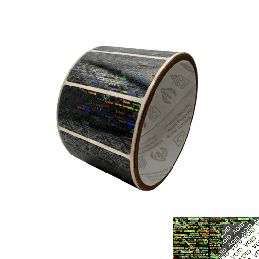 1,000 Black Tamper Evident Holographic Security Label Seal Sticker, Rectangle 2" x 1" (51mm x 25mm)