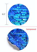 250 Blue Tamper Evident Holographic Security Round Label Seal Sticker, Round/ Circle 0.5" diameter (13mm).