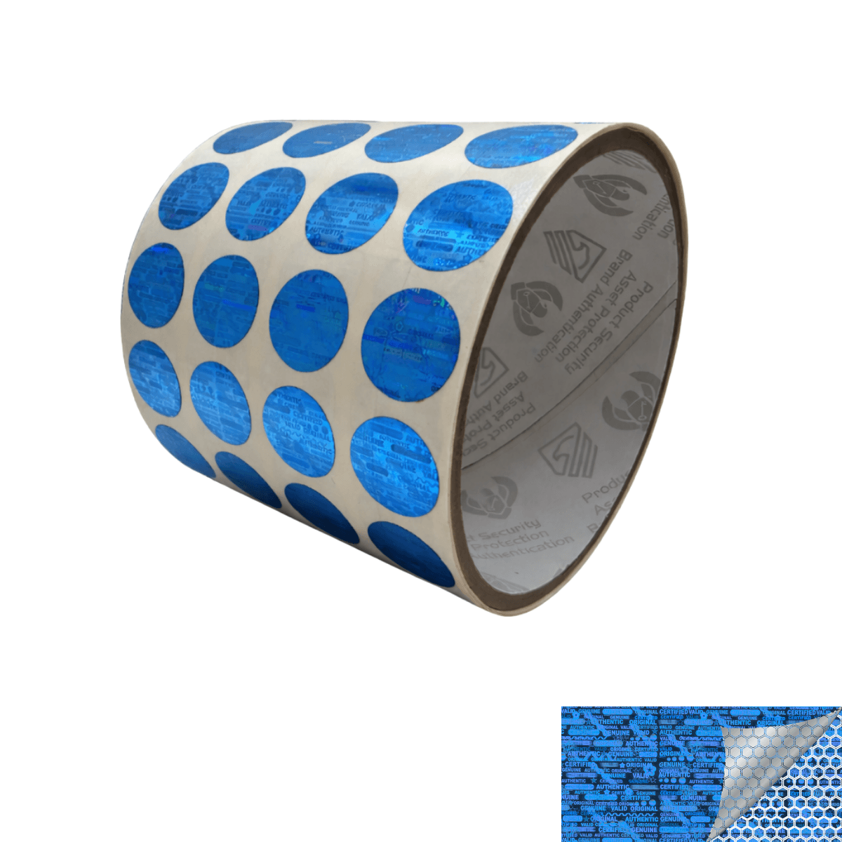 250 Blue Tamper Evident Holographic Security Round Label Seal Sticker, Round/ Circle 0.625" diameter (16mm).
