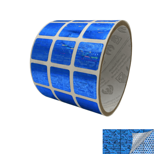 250 Blue Tamper Evident Holographic Security Label Seal Sticker, Square 0.75" (19mm).