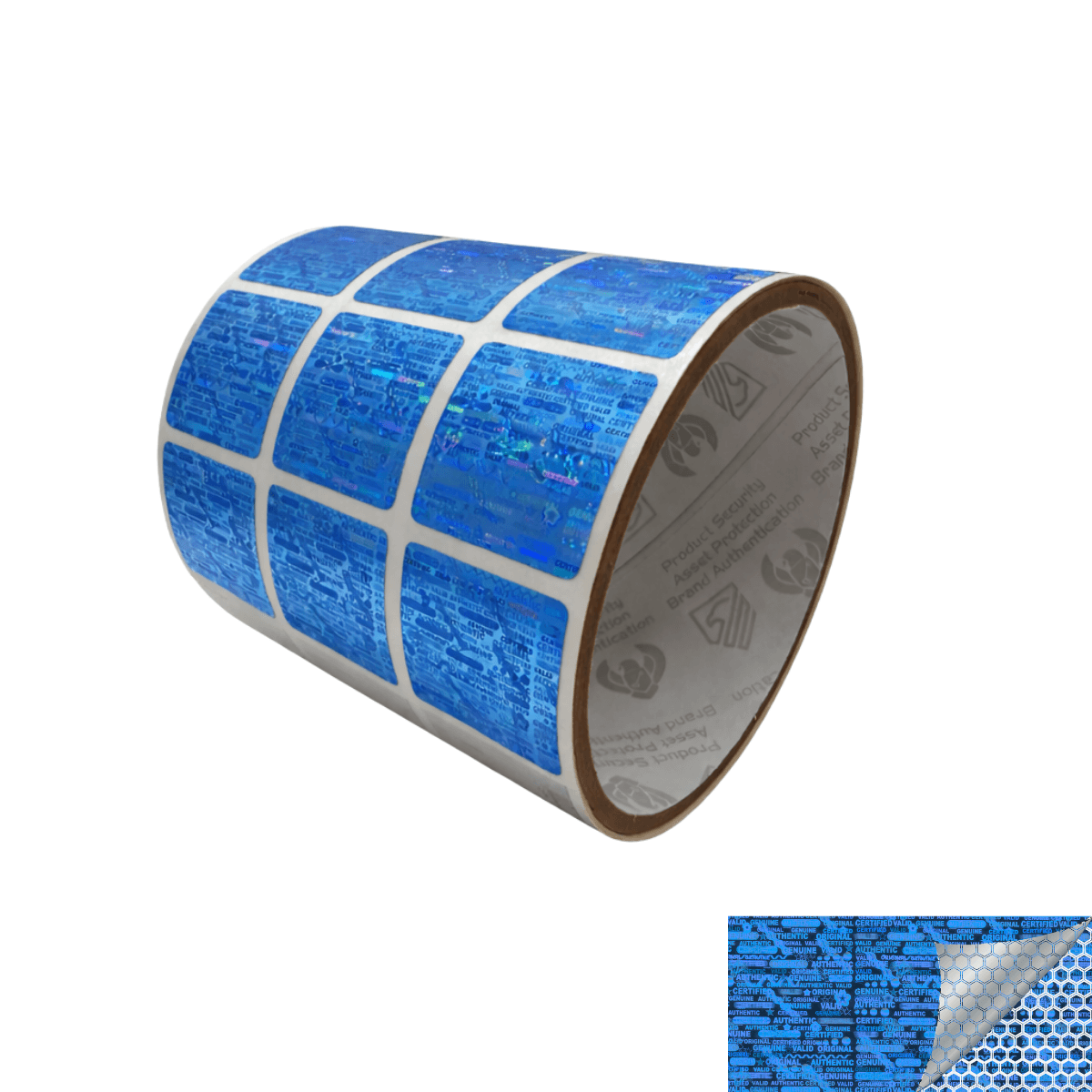500 Blue Tamper Evident Holographic Security Label Seal Sticker, Square 1" x 1" (25mm x 25mm)