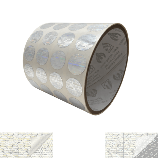 250 Clear Tamper Evident Holographic Security Round Label Seal Sticker, Round/ Circle 0.625" diameter (16mm).