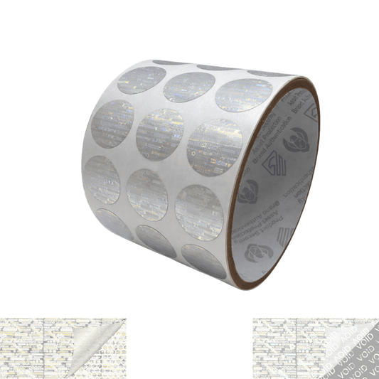 1,000 Clear Tamper Evident Holographic Security Round Label Seal Sticker, Round/ Circle 0.75" diameter (19mm).