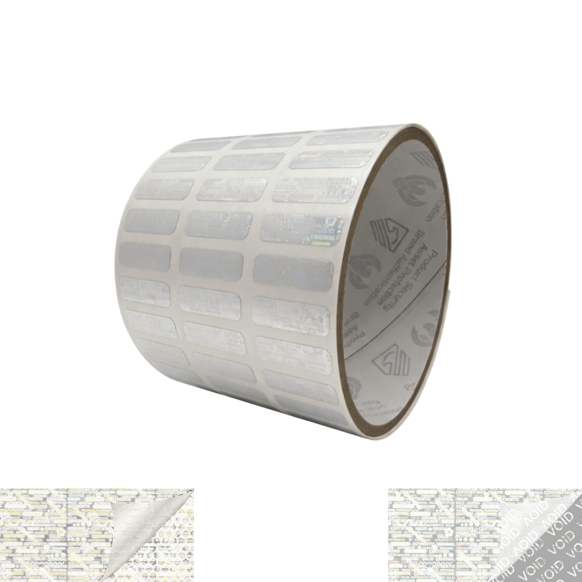 250 Clear Tamper Evident Holographic Security Label Seal Sticker, Rectangle 0.75" x 0.25" (19mm x 6mm).