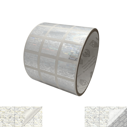 5,000 Clear Tamper Evident Holographic Security Label Seal Sticker, Rectangle .75" x 0.6" (19mm x 15mm).