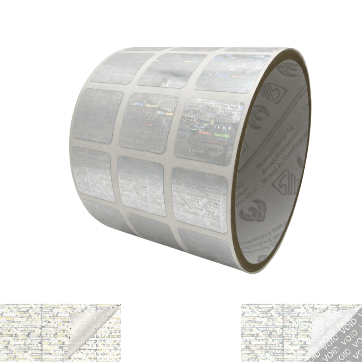 500 Clear Tamper Evident Holographic Security Label Seal Sticker, Square 0.75" (19mm).